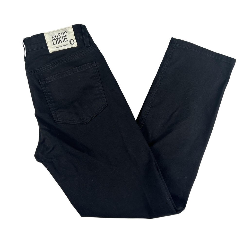 Rustic Dime Jeans Mens 30x31 Black Garment Dyed Slim Straight Stretch Made‎ USA